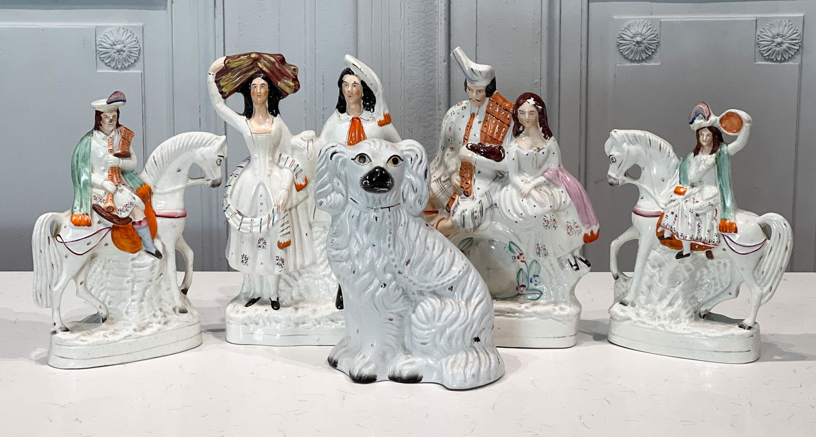 Five English Staffordshire Pottery Figures (1 of 7)