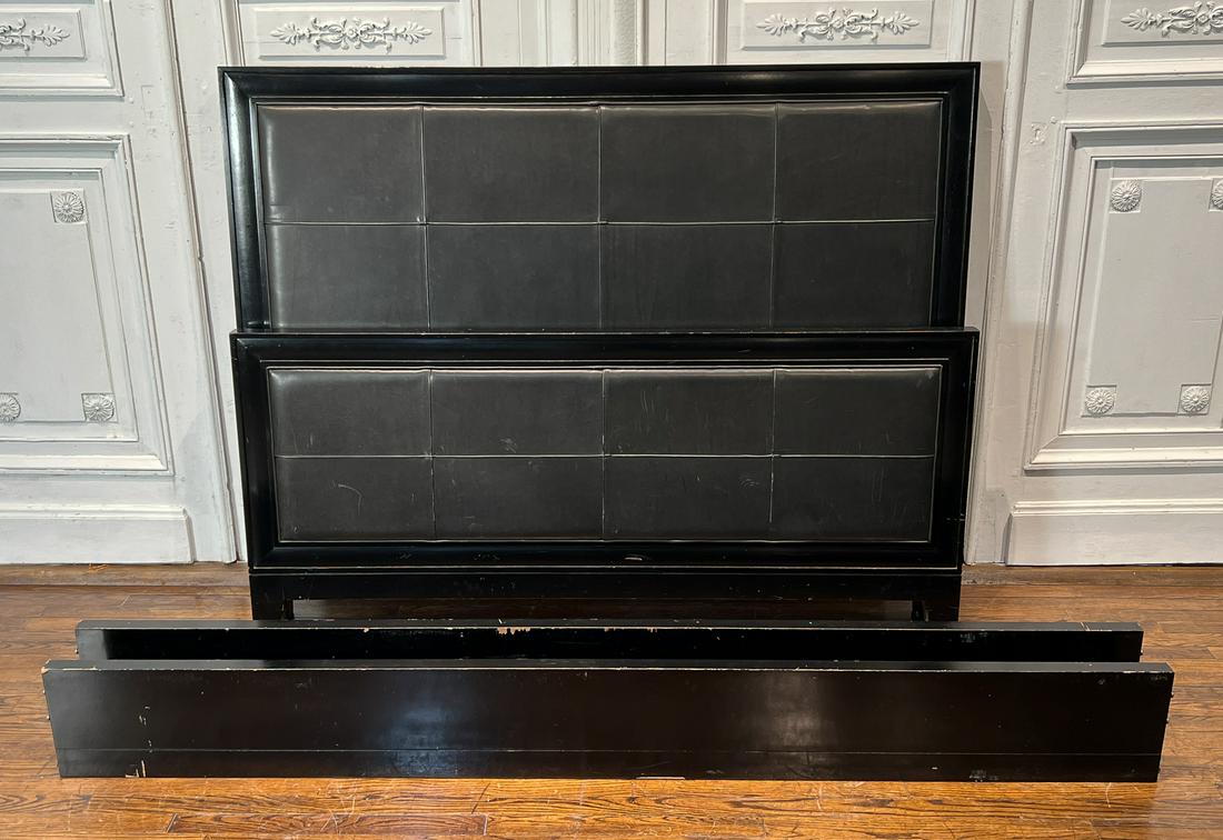 Baker Lacquer And Leather Queen Bed Frame (1 of 11)