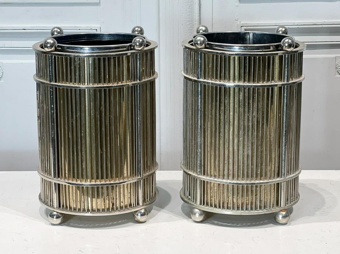 Pair Of Modern Chromed Steel Jardinieres (1 of 9)