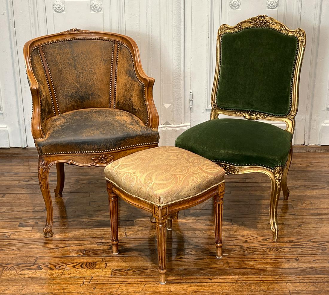 Three Louis XV Style Carved Wood Parlor Seats (1 of 9)