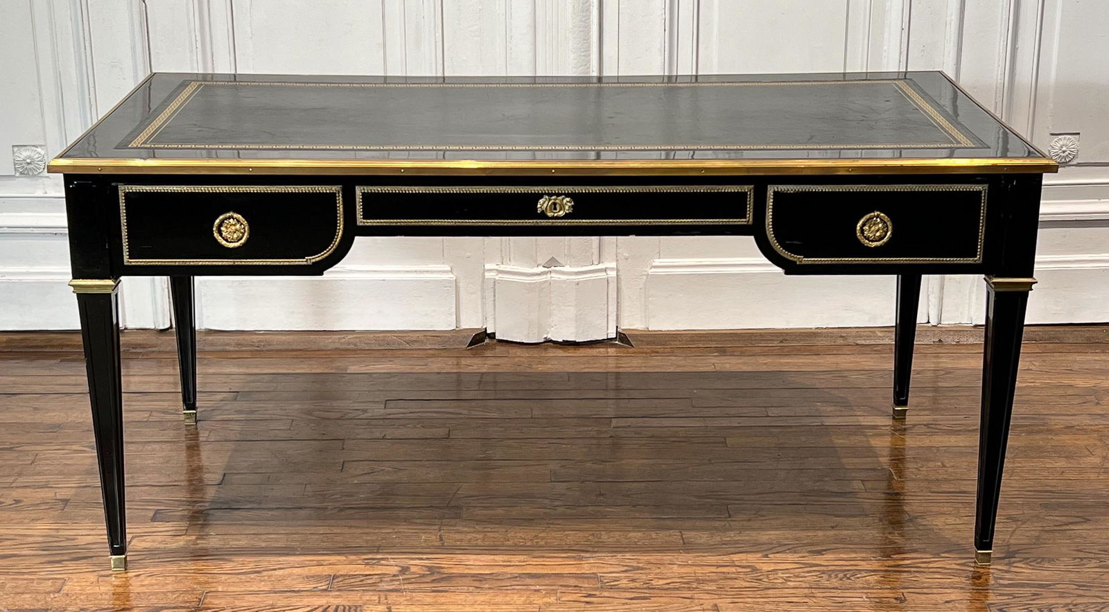 Empire Style Black Lacquer Bureau Plat Desk (1 of 10)
