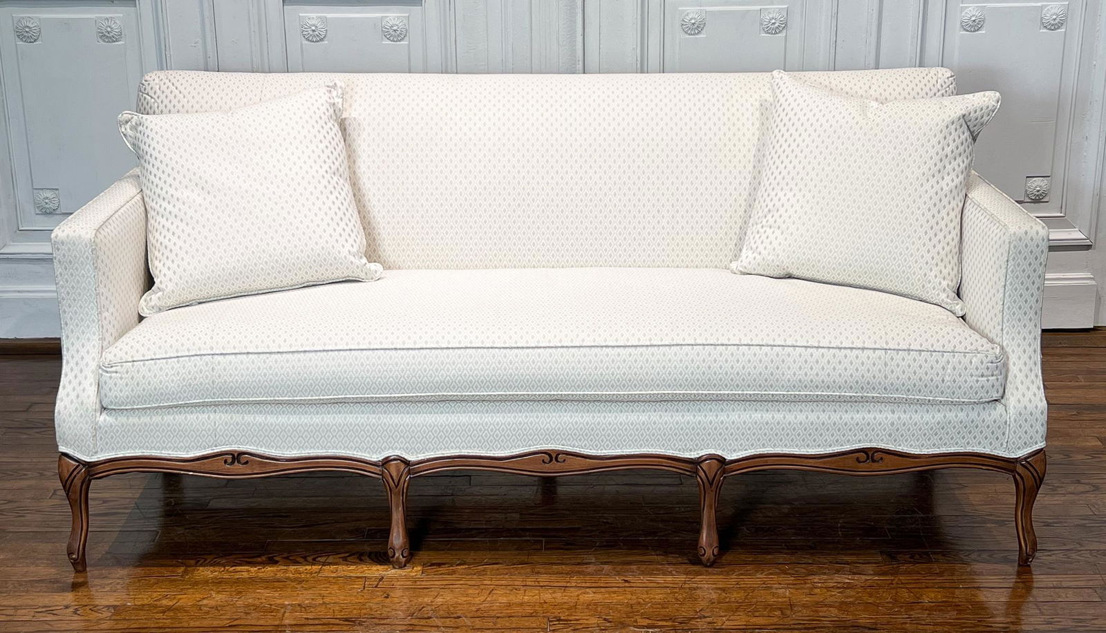 Louis XVI Style Cream Upholstered Sofa (1 of 10)
