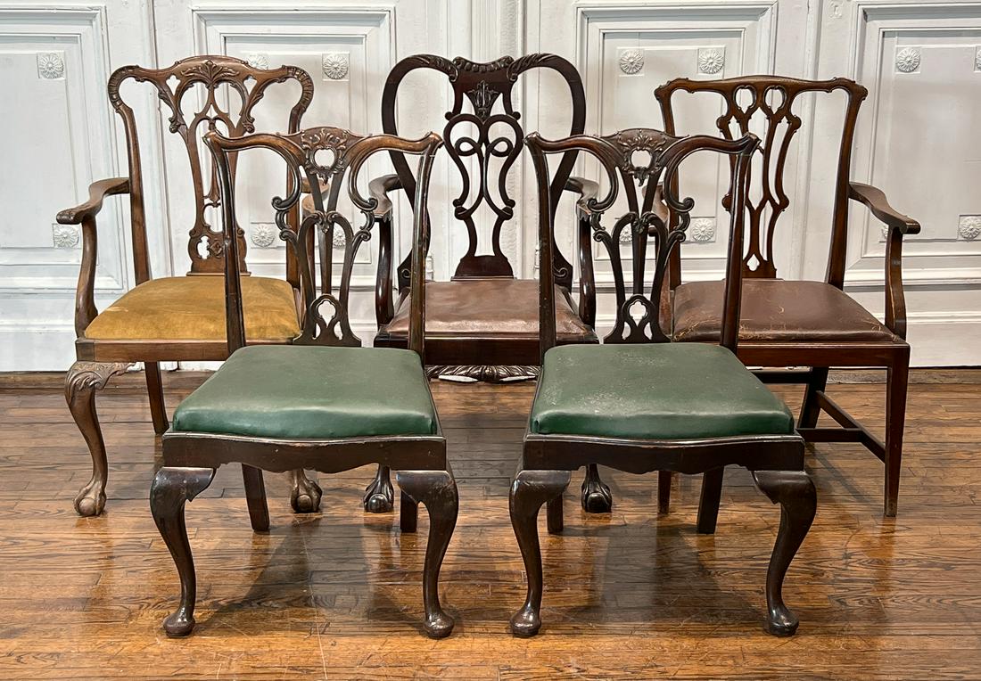 Five Antique Chippendale Style Chairs (1 of 12)