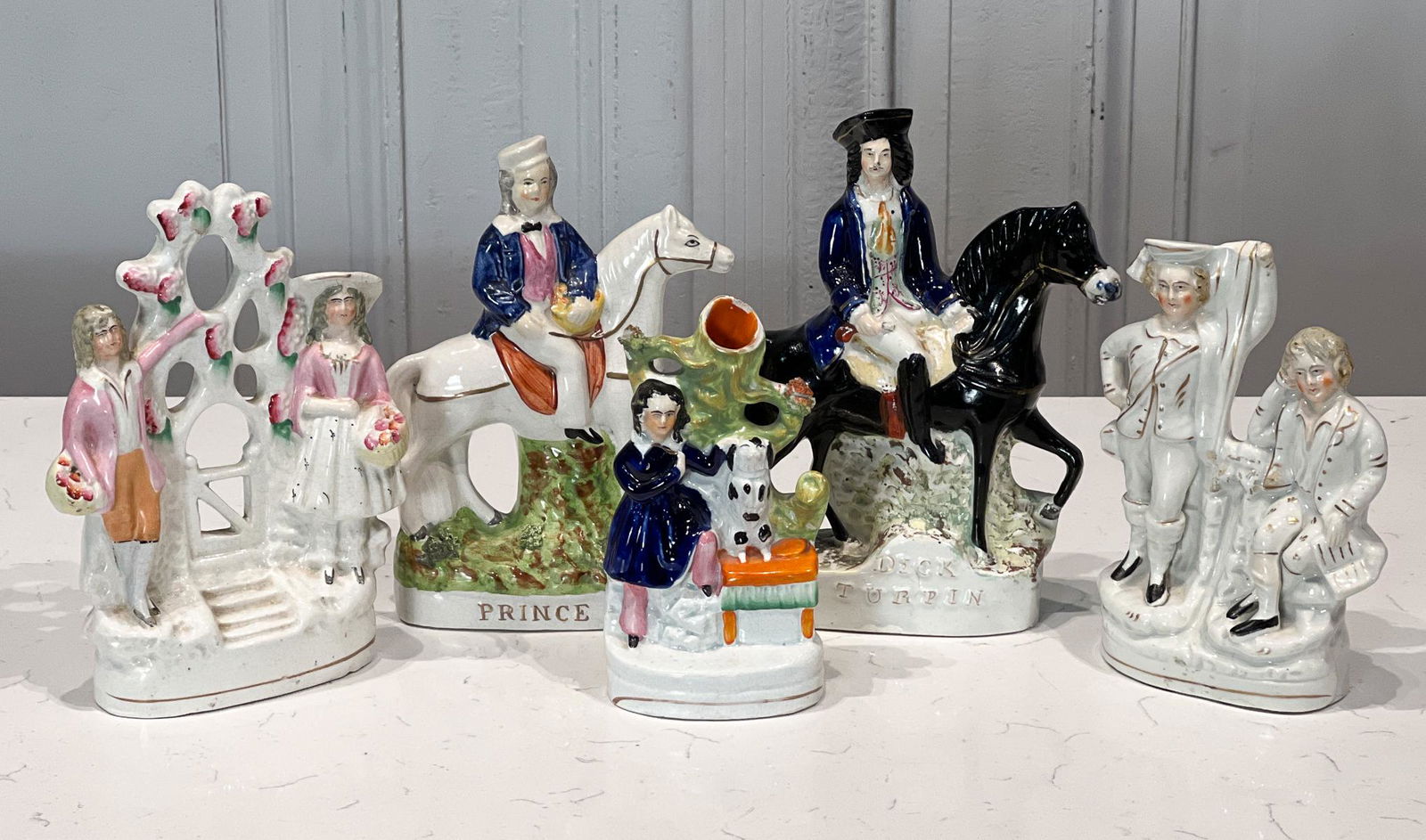 Five English Staffordshire Pottery Figures (1 of 7)
