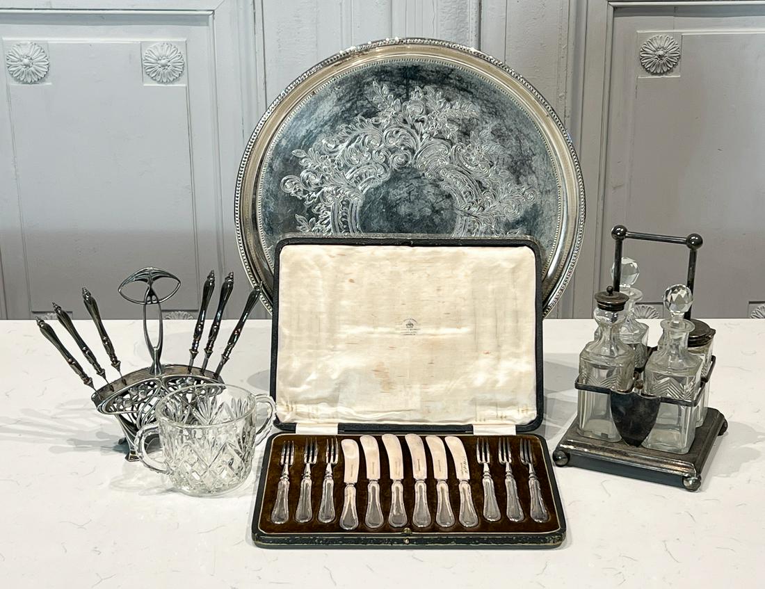 English Silverplate And Glass Table Group (1 of 8)