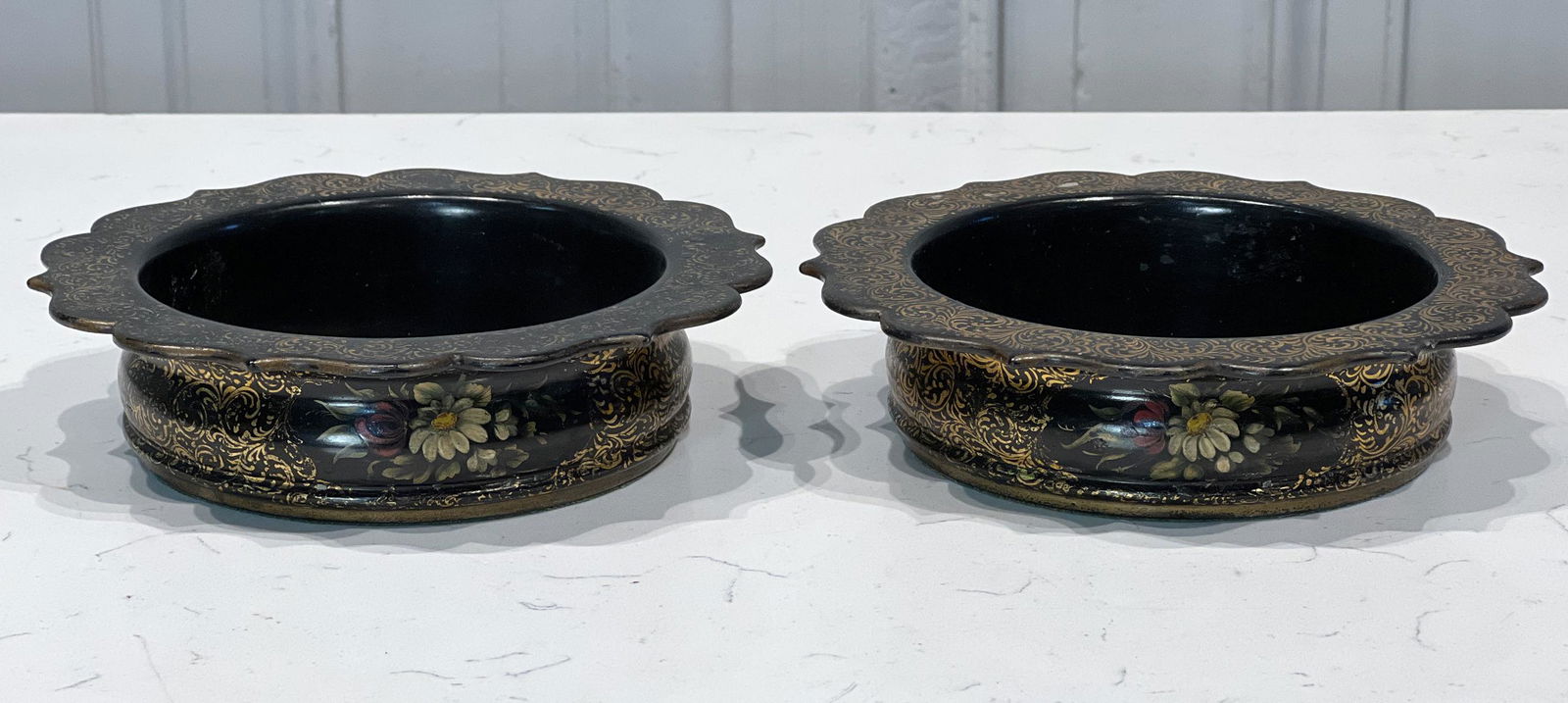 Pair English Papier Mache Coasters (1 of 5)