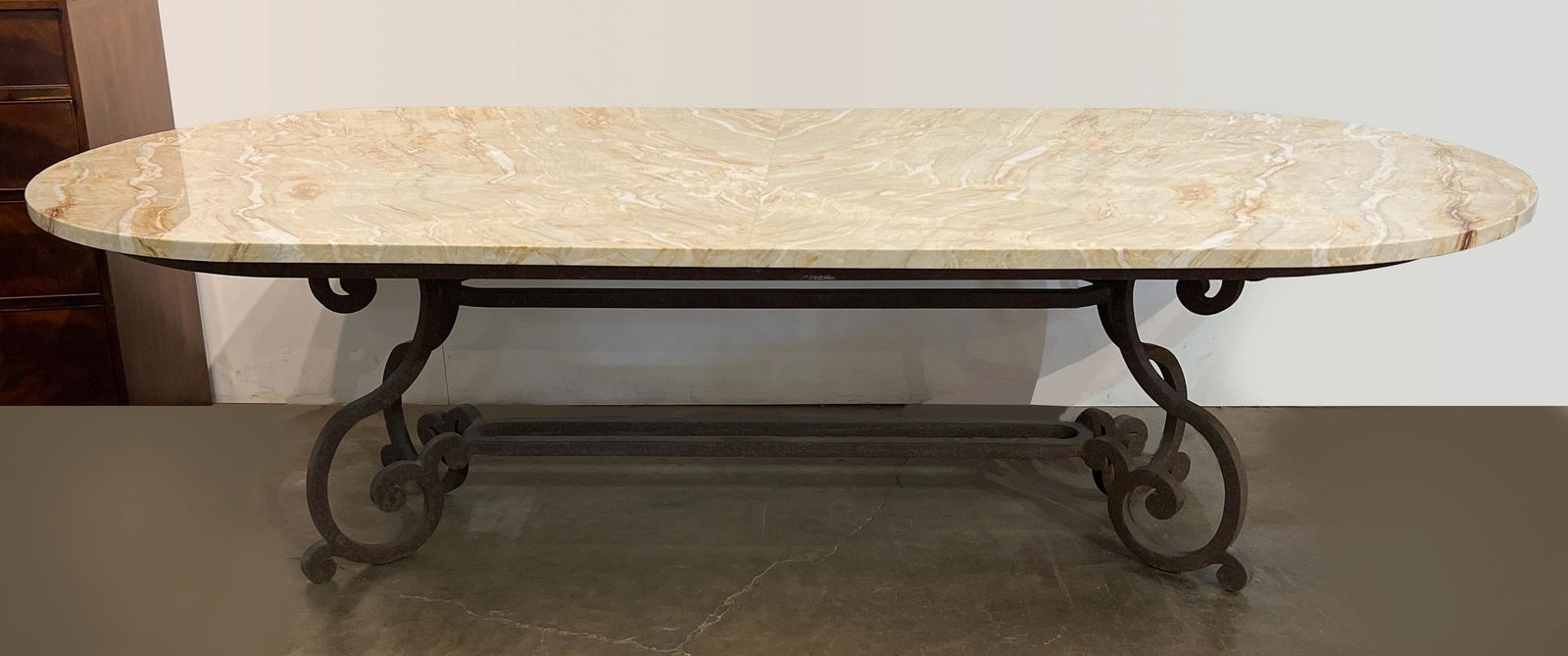 Marble Topped Dining Table On Iron Base (1 of 8)