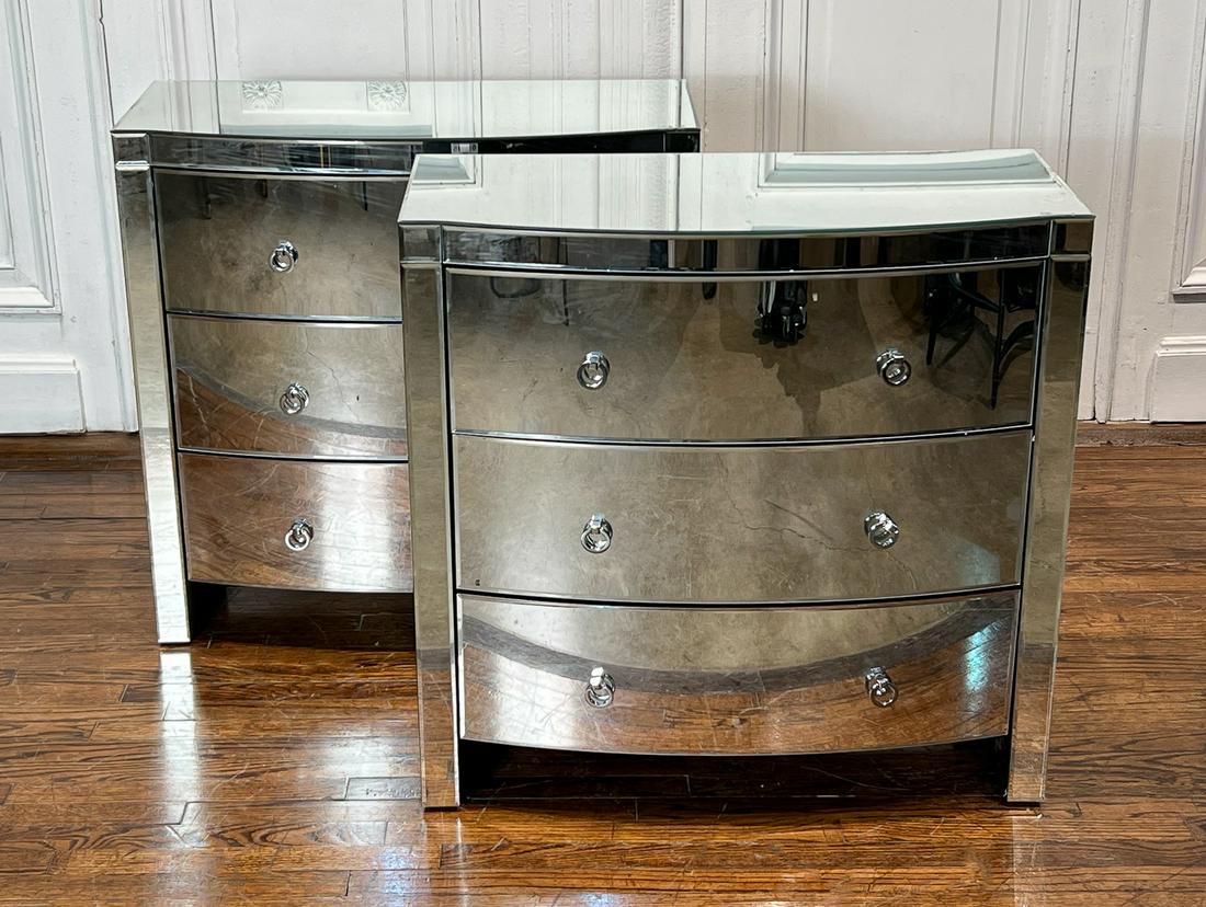 Pair Contemporary Mirrored Chests (1 of 9)