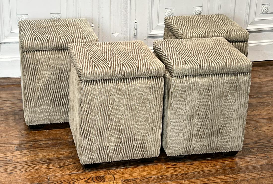 Four Contemporary Upholstered Storage Stools (1 of 10)