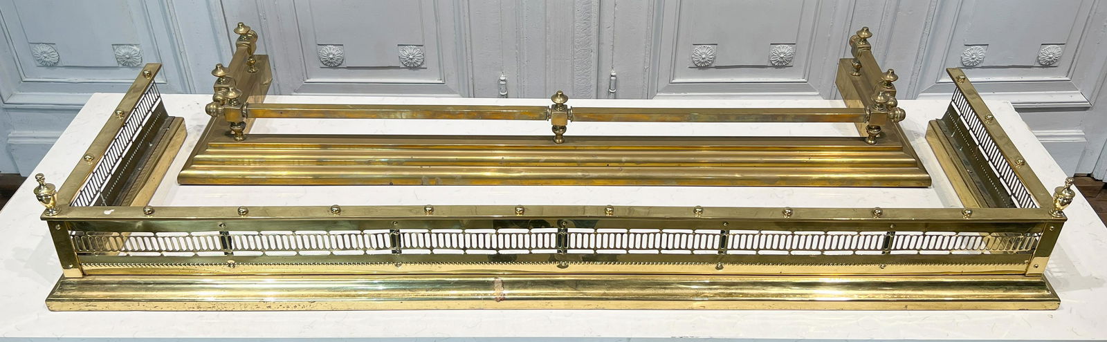 Two Edwardian Brass Fire Fenders (1 of 9)