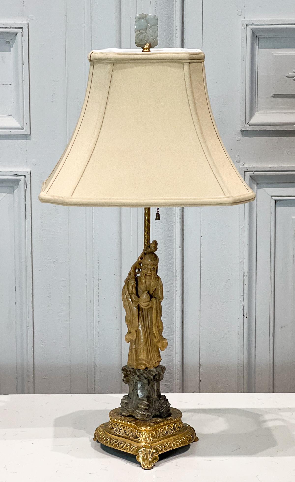 Asian Carved Soapstone Figure As Lamp (1 of 8)