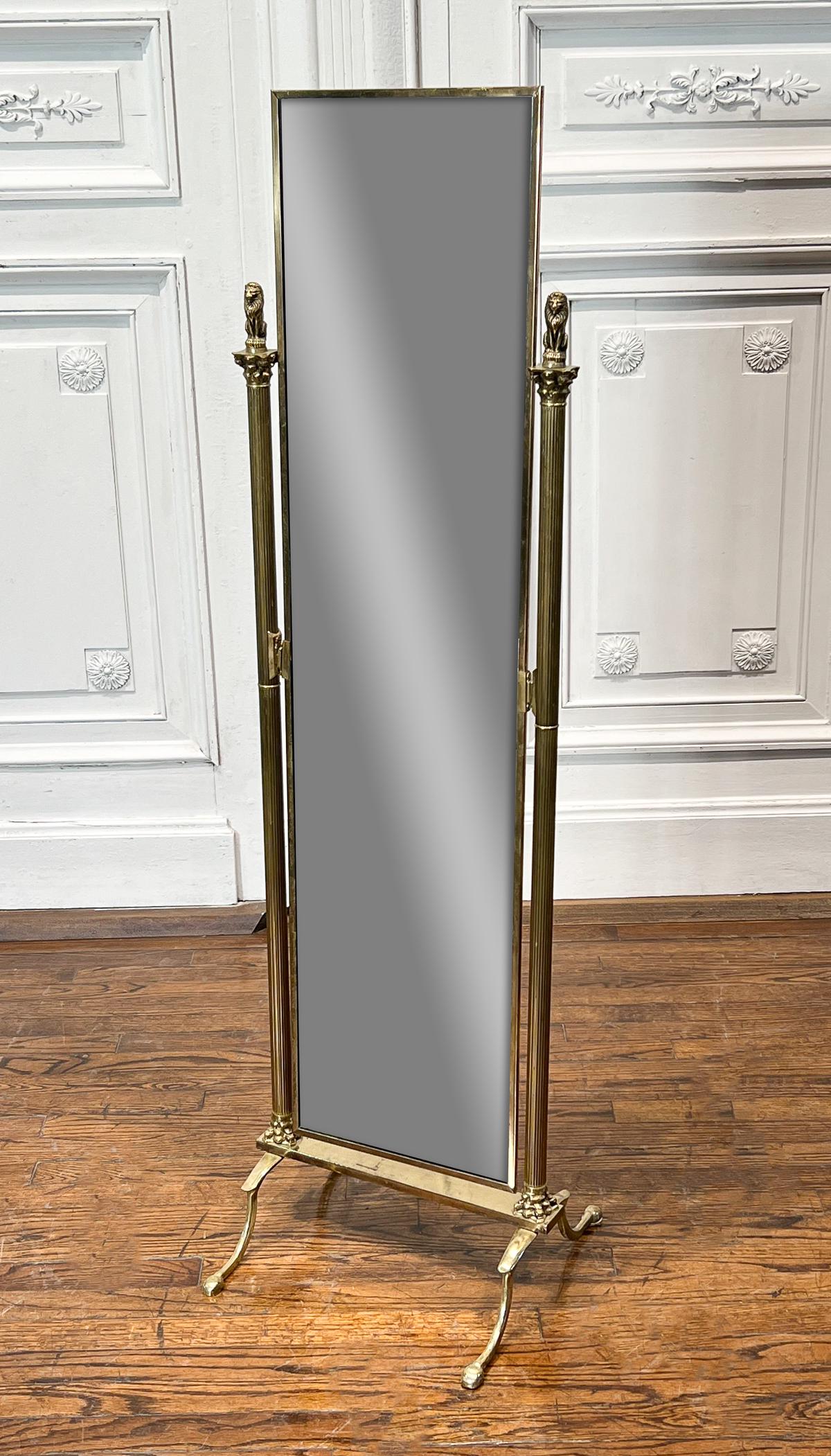 Brass Empire Style Cheval Mirror (1 of 10)