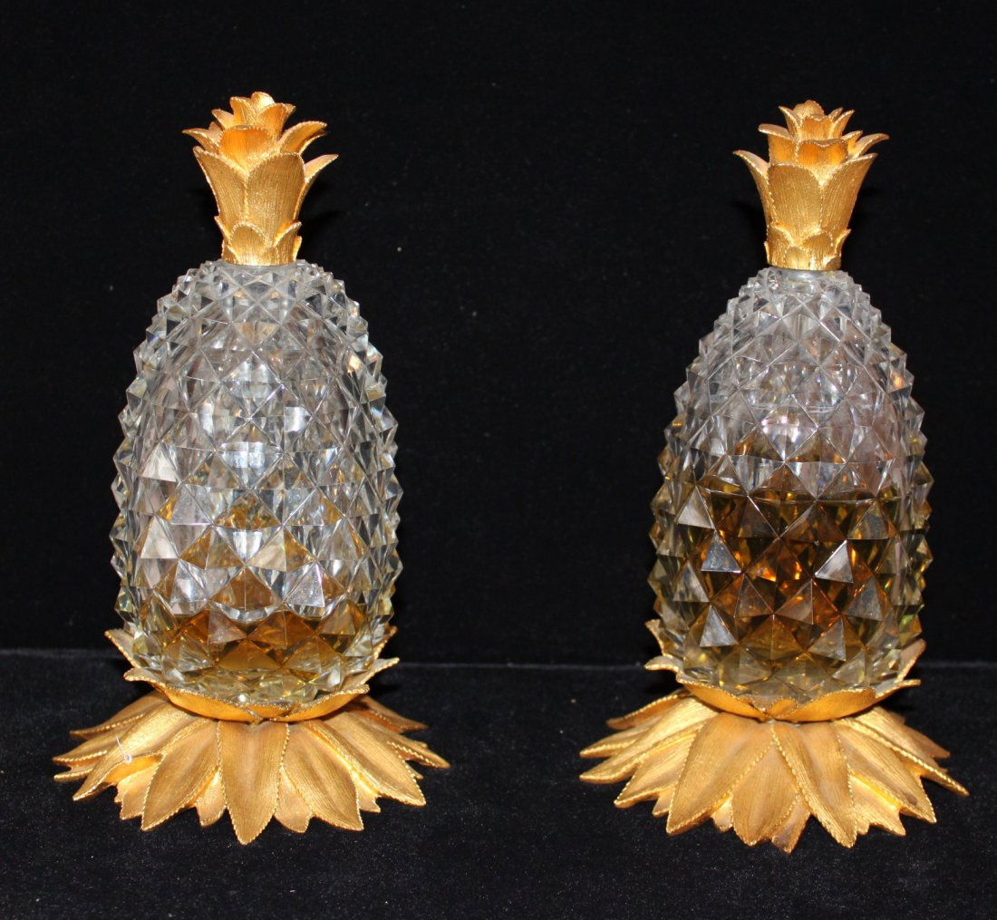 Unusual pair of heavy French Liquor Decanters Apr 21, 2012 J
