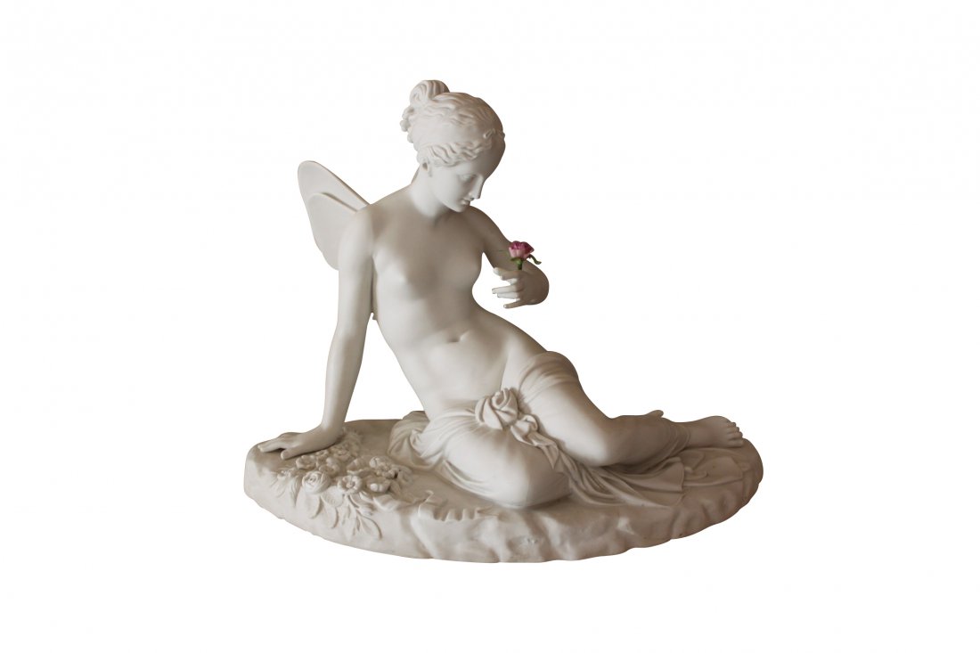 Antique Italian Parian Mythological Figure: "Flora", Signed "Frederico D'Arozzo. (with crown over arrow mark)