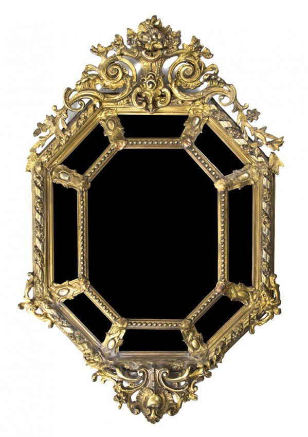 French Antique Giltwood Mirror: Measurements: 48.5h x 32w
