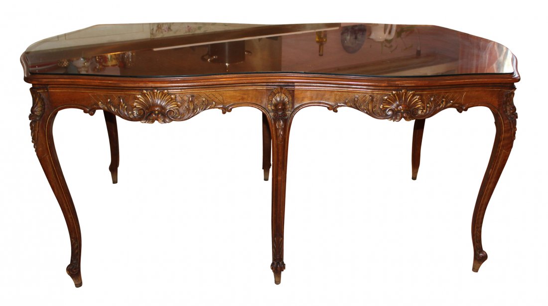 Antique French Walnut Louis XV Dining Table: tba
