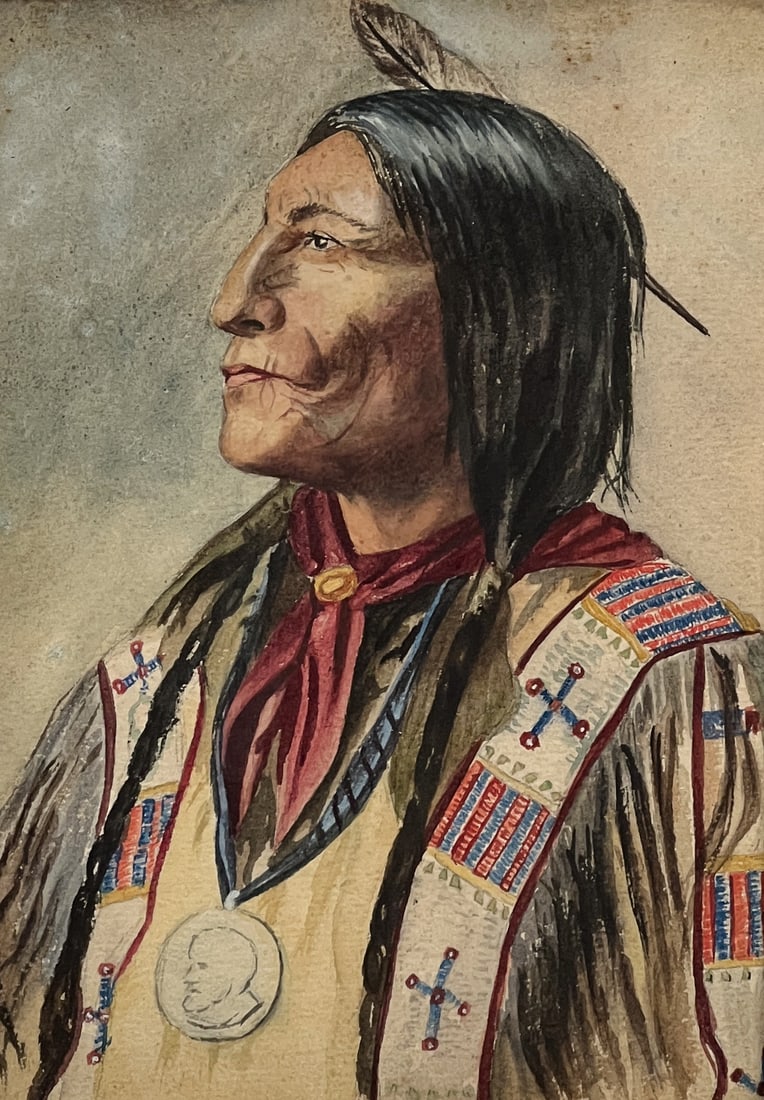 Chief Wolf Robe Portrait Watercolor (1 of 3)