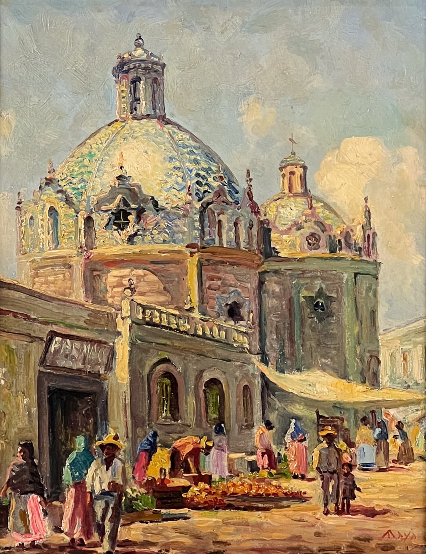 View With Mexican Church Oil Painting (1 of 5)