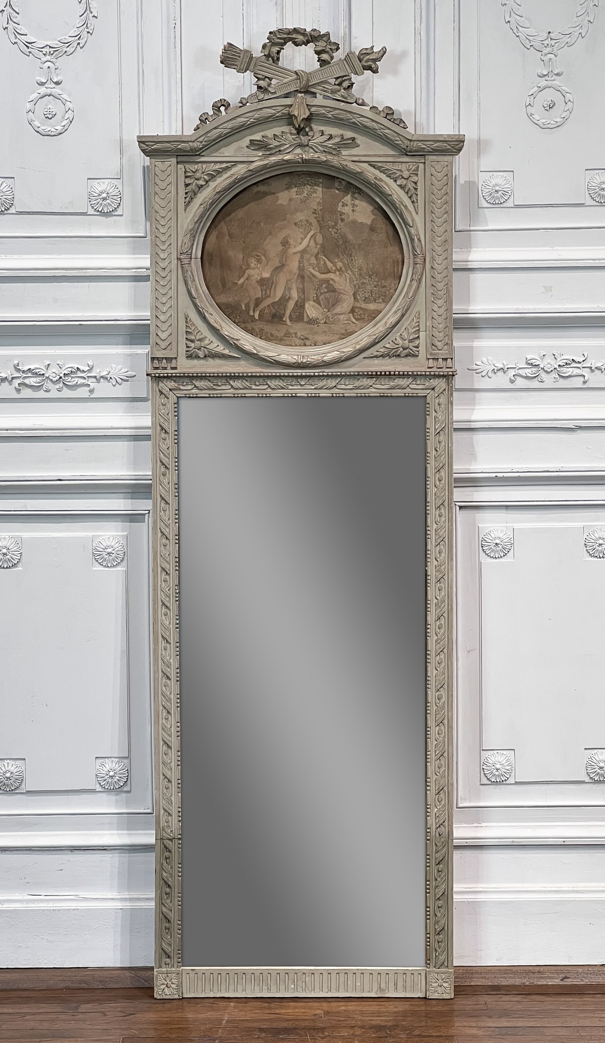 Antique French Grisaille Trumeau Mirror (1 of 8)