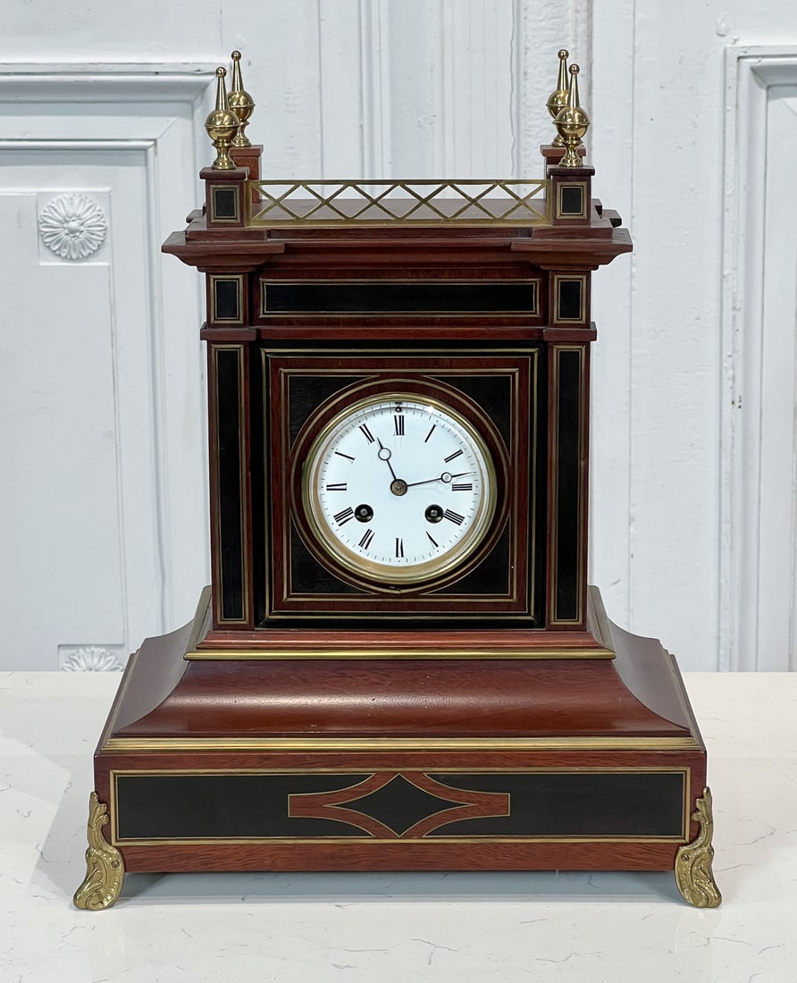 Empire Style Inlaid Mantel Clock (1 of 8)