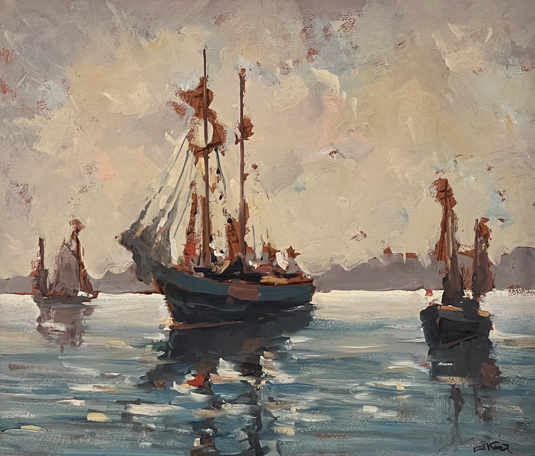 Fishing Boats At A Harbor Oil Painting (1 of 5)