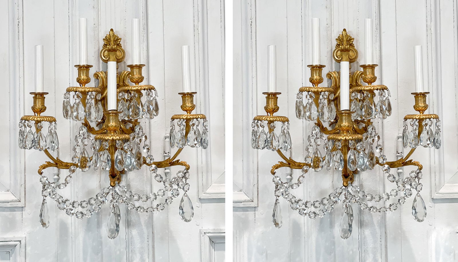 Pair Louis XVI Style Gilt Bronze Sconces (1 of 11)