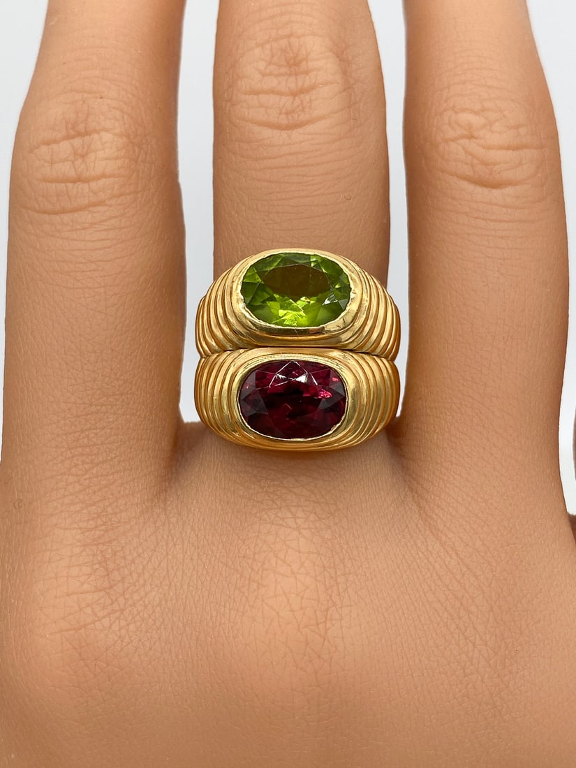 Tourmaline And Peridot Ring In 18k Yellow Gold (1 of 4)