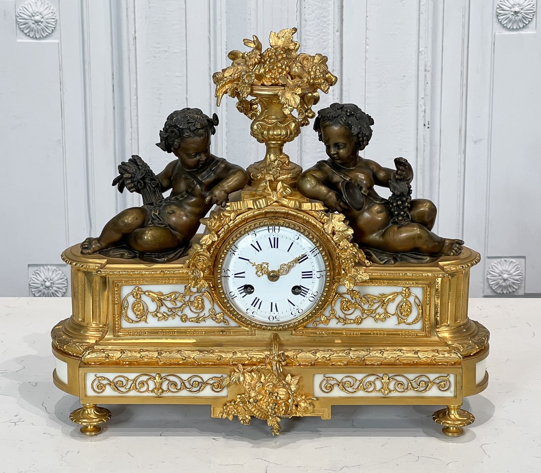 Henri Picard & Victor Cailly Gilt Bronze Mantel Clock (1 of 14)