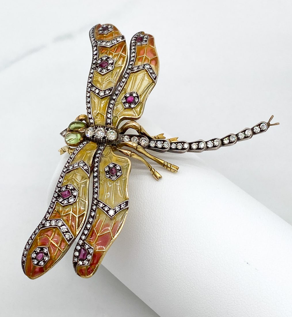 Plique-A-Jour Dragonfly Brooch (1 of 11)