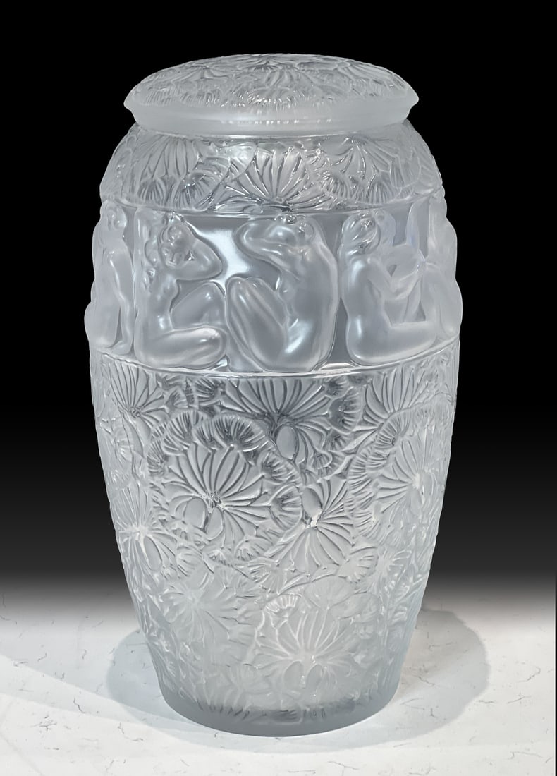 Large Lalique Angelique Lidded Glass Vase (1 of 12)
