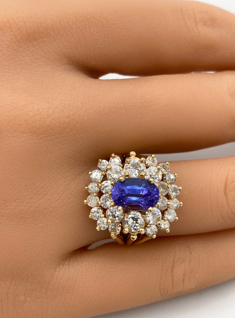 Blue Violet Tanzanite & Diamond Ring (1 of 4)