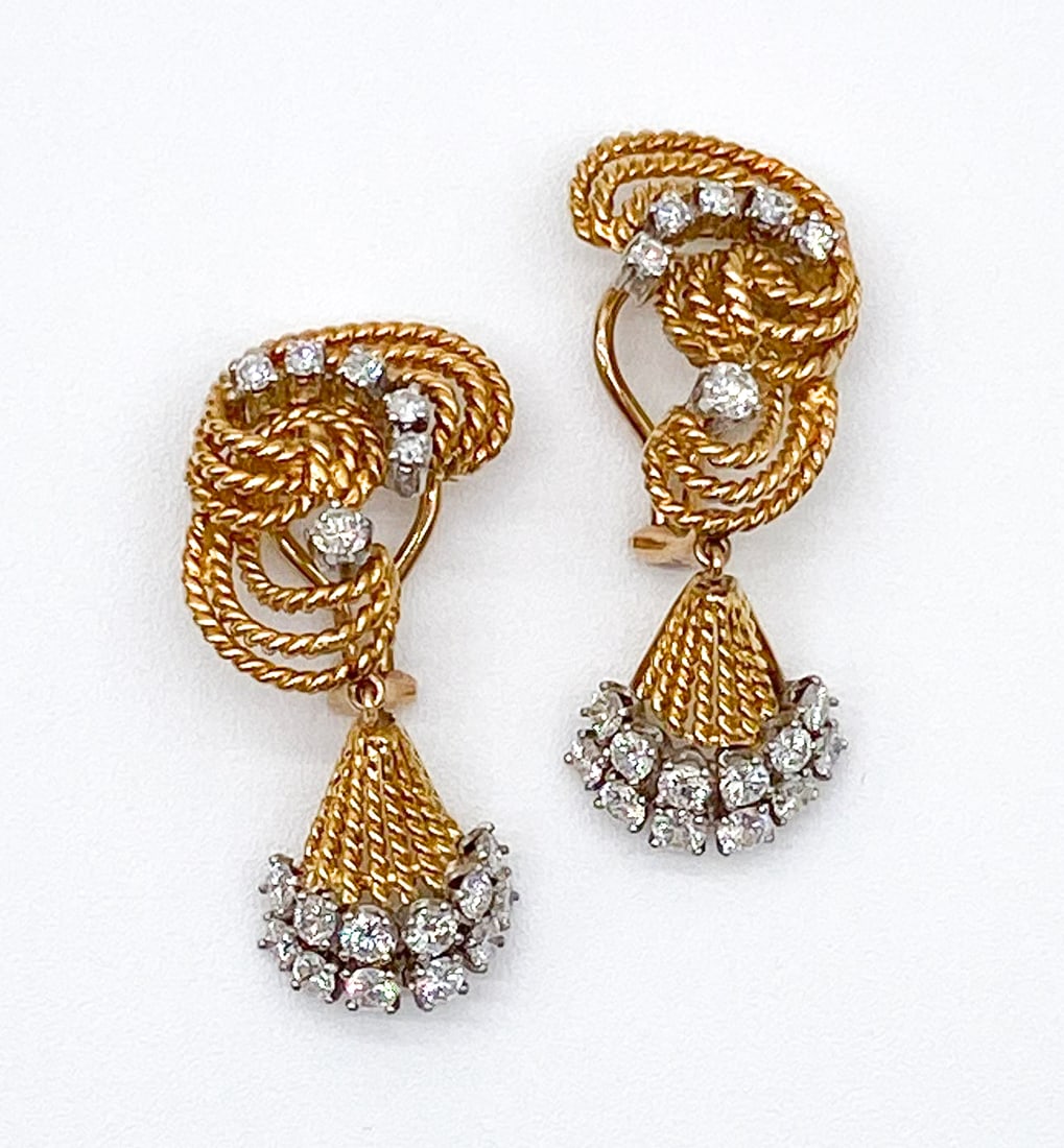 Retro Diamond And 18k Gold Earrings (1 of 5)