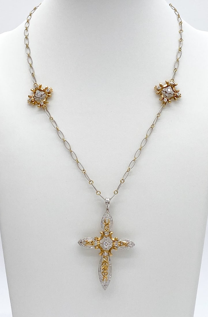 18k Gold And Diamond Cross Necklace (1 of 4)