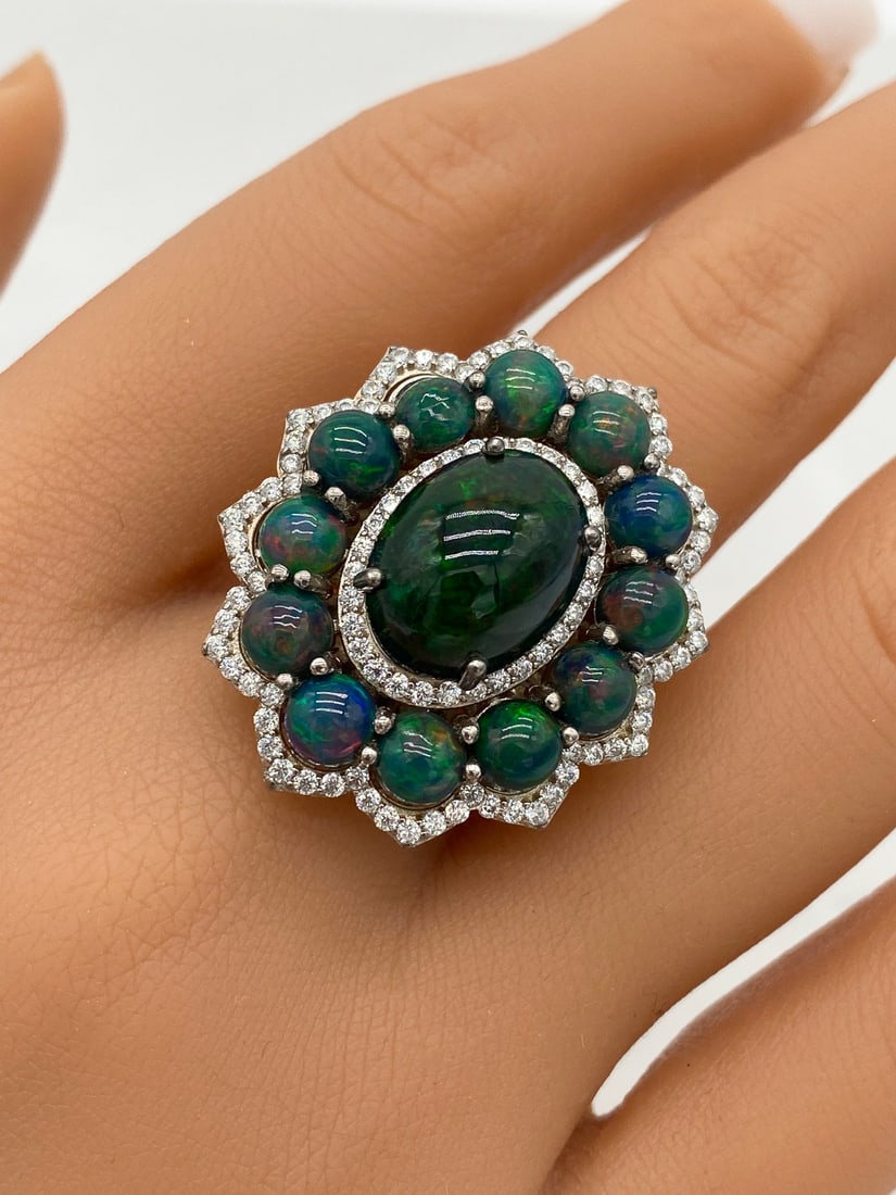 5.5ct Black Opal And Diamond Ring (1 of 5)