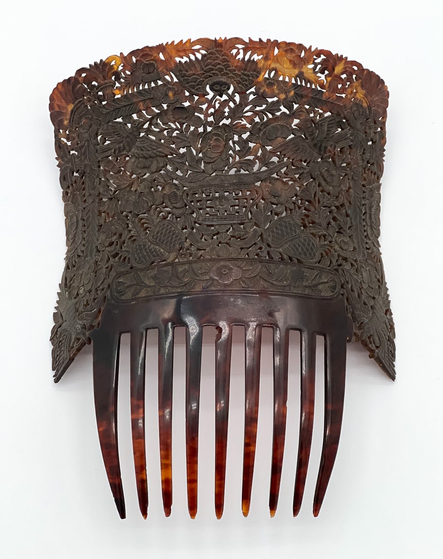 Large Antique Tortoise Hair Comb (1 of 10)