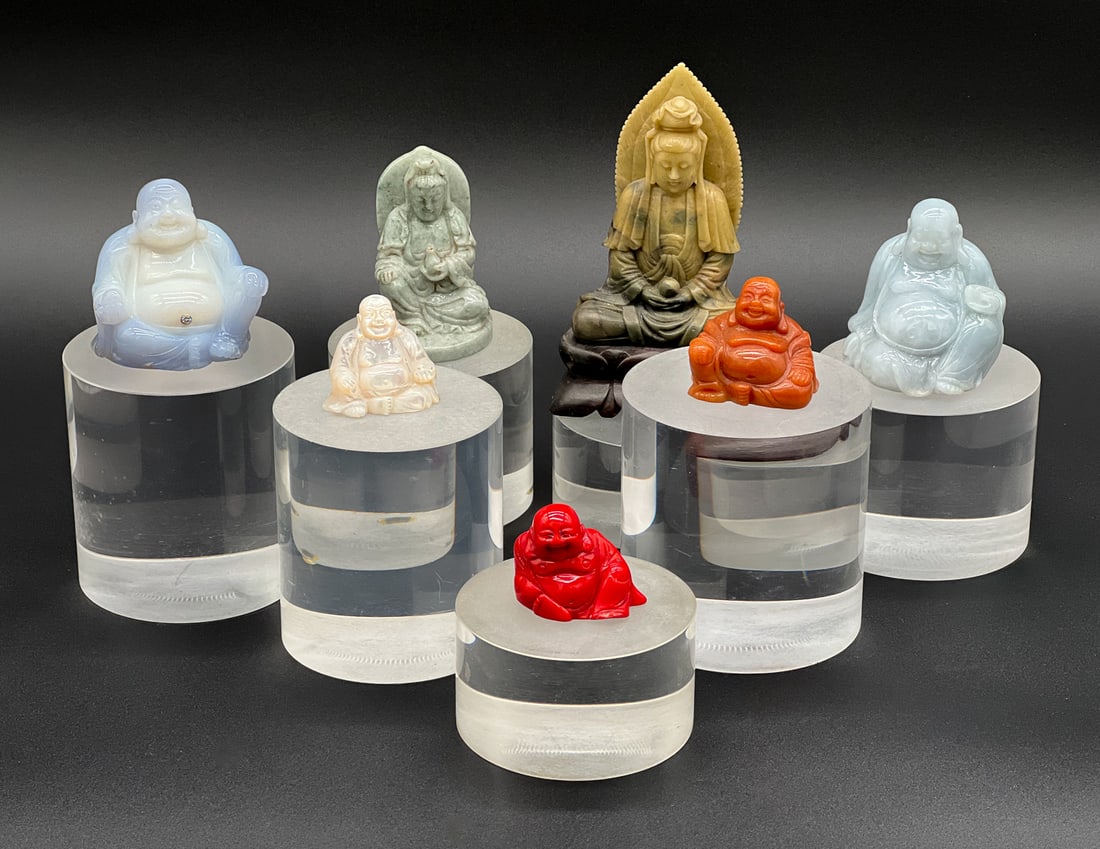 Seven Carved Stone Buddha Figures (1 of 9)