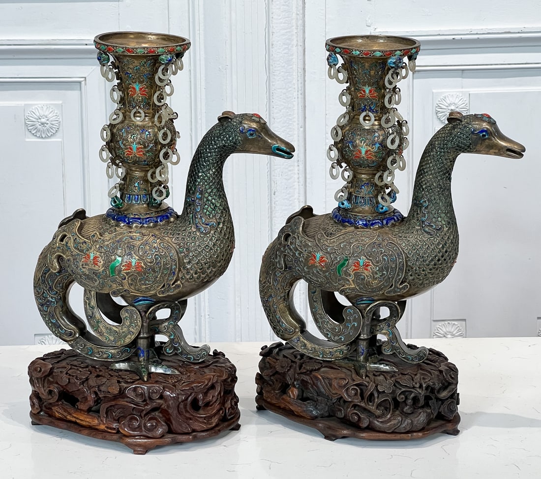 Pair Of Tibetan Silvered Phoenix Censers (1 of 14)