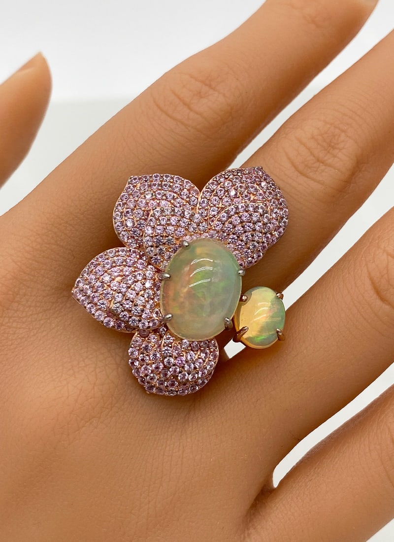 Opal And Pink Sapphire Pave Ring (1 of 2)