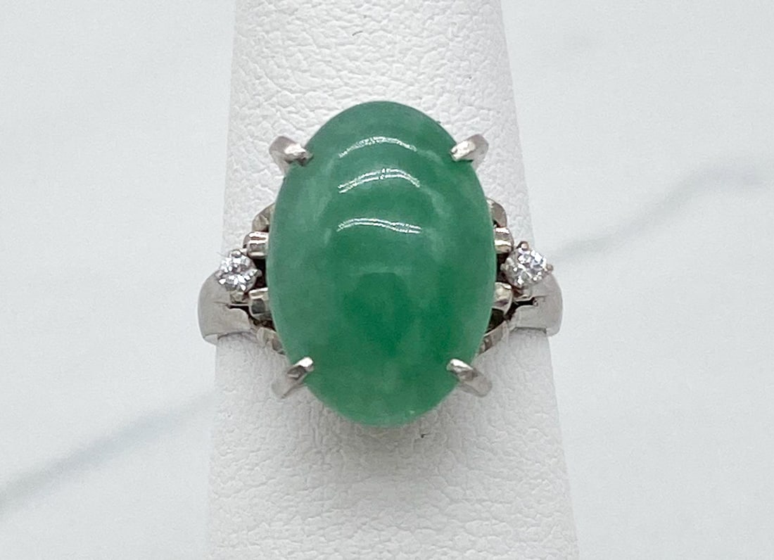 Jadeite, Diamond And Platinum Ring (1 of 4)