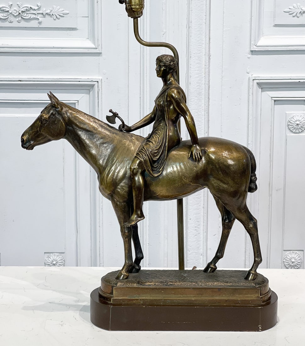 Amazon On Horseback Bronze Table Lamp (1 of 11)