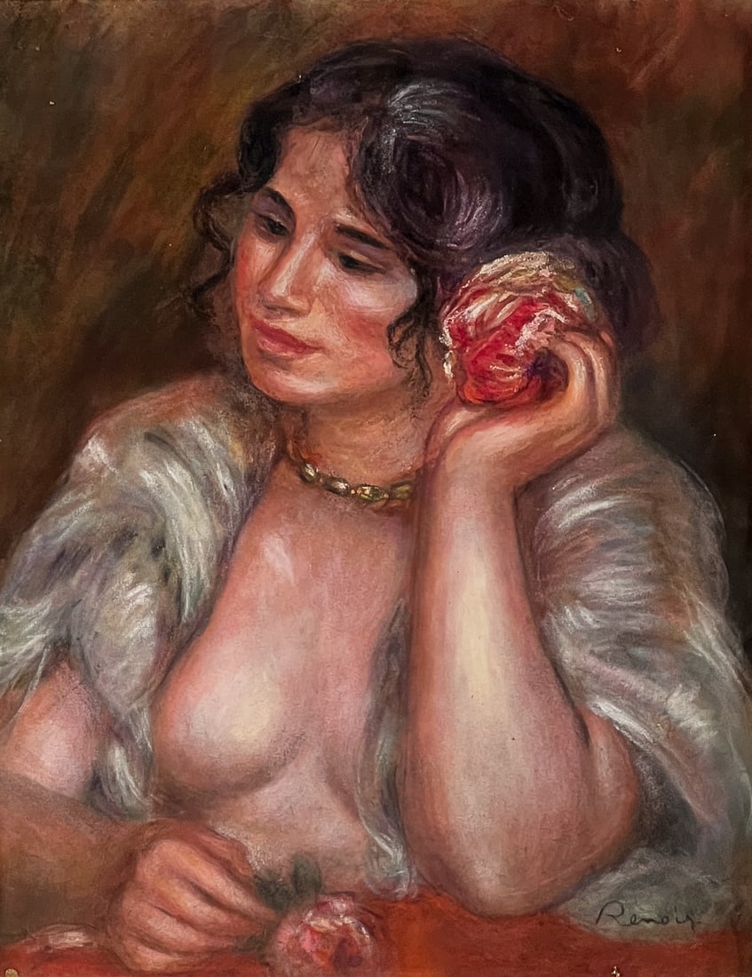 Woman With A Rose Pastel Painting (1 of 7)