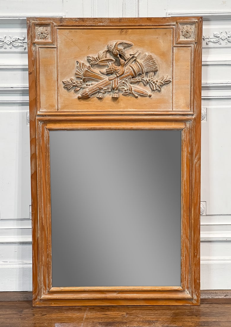 Louis XVI Style Carved Pine Trumeau Mirror (1 of 5)