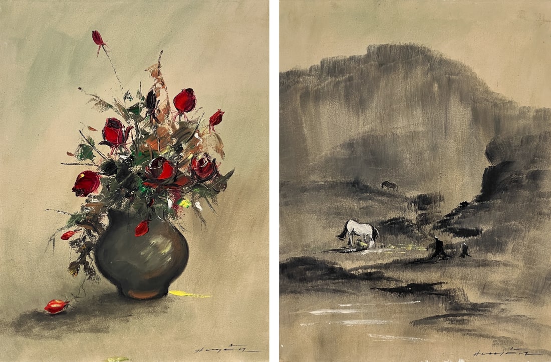 Two Asian Mid Century Modern Paintings (1 of 11)