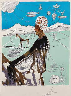 Salvador Dali, Spanish, 1904-1989: The Earth Goddess Ou Le Restaurateur, 1980, Lithograph On Wove Paper, Pencil Signed And Edition Number 155/350 Lower Margin, Plate 22 X 18 Inches, Sight 26 X 19 Inches, Matted And Framed 38 X 30.5 X 1