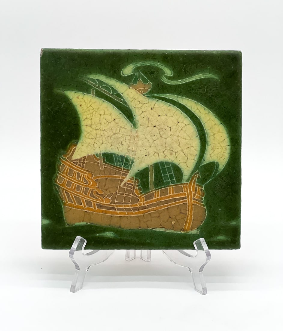 Grueby Art Pottery Tile (1 of 3)