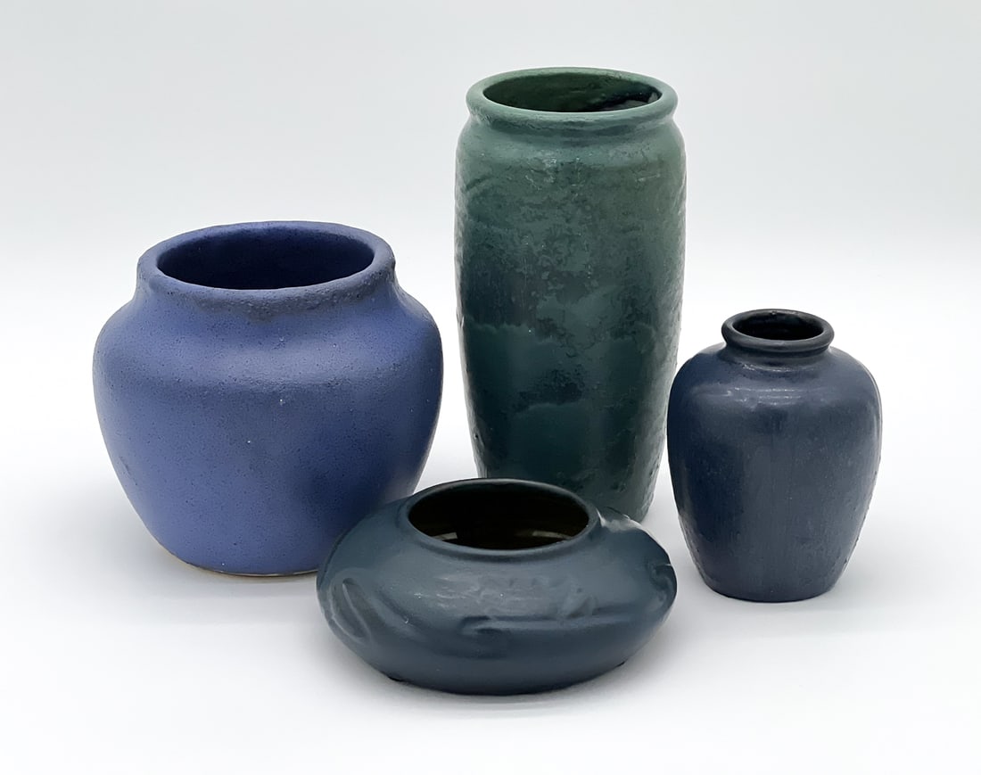 Four Hampshire Pottery Blue Glaze Vessels (1 of 9)