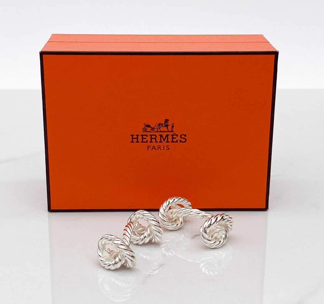 Hermes Sterling Silver Knot Cufflinks (1 of 3)