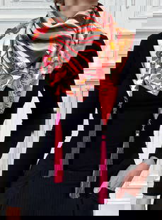 Louis Vuitton Limited Edition Tassel Silk Scarf: Hard-To-Find Limited Edition From Louis Vuitton. Removable Pink And White Tassels At 2 Corners. Hand Rolled Edges. 100% Silk, Made In France. Approximately 35 Inches X 34 Inches. No Signs Of Use Or We