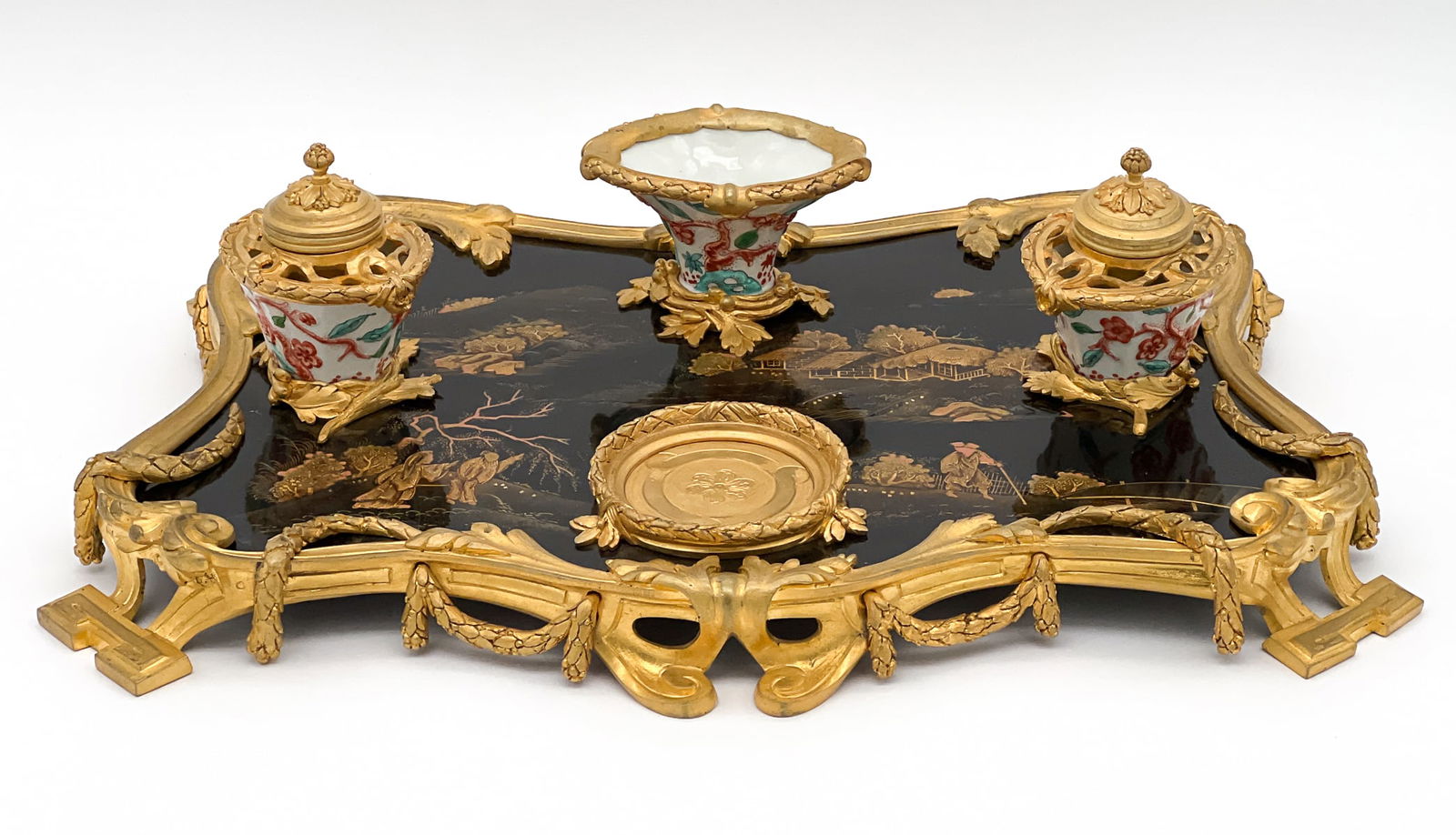 Fine Chinoiserie And Bronze Dore Encrier (1 of 9)