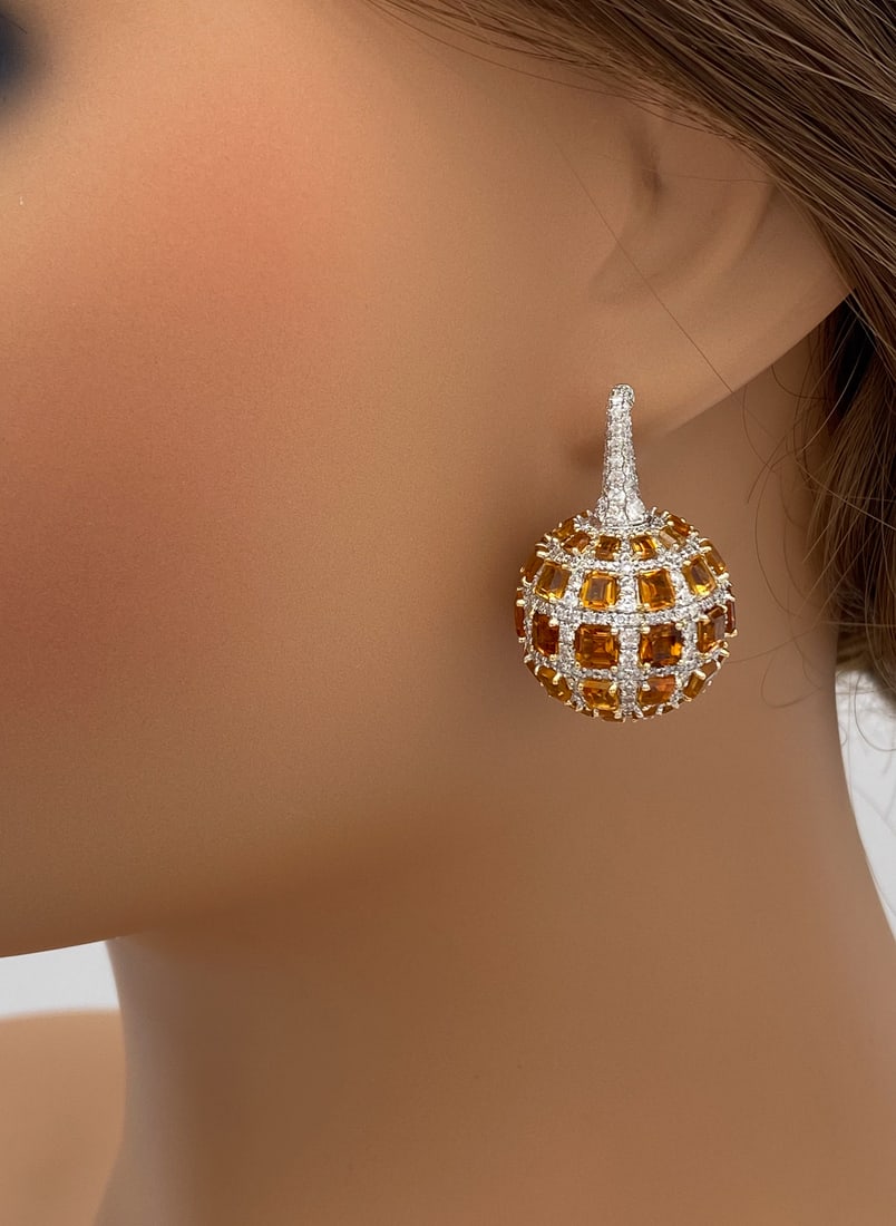 Umrao Citrine And Diamond Earrings, 18k White Gold (1 of 6)